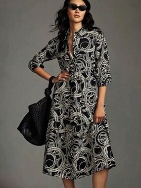 Anthropologie Bettina Dress Black Circle